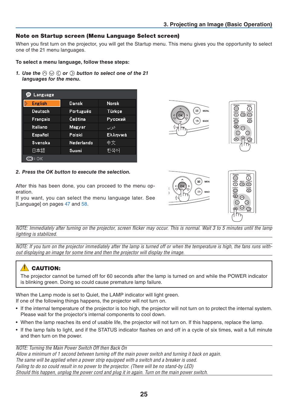 Caution | Canon LV-7275  EN User Manual | Page 34 / 94