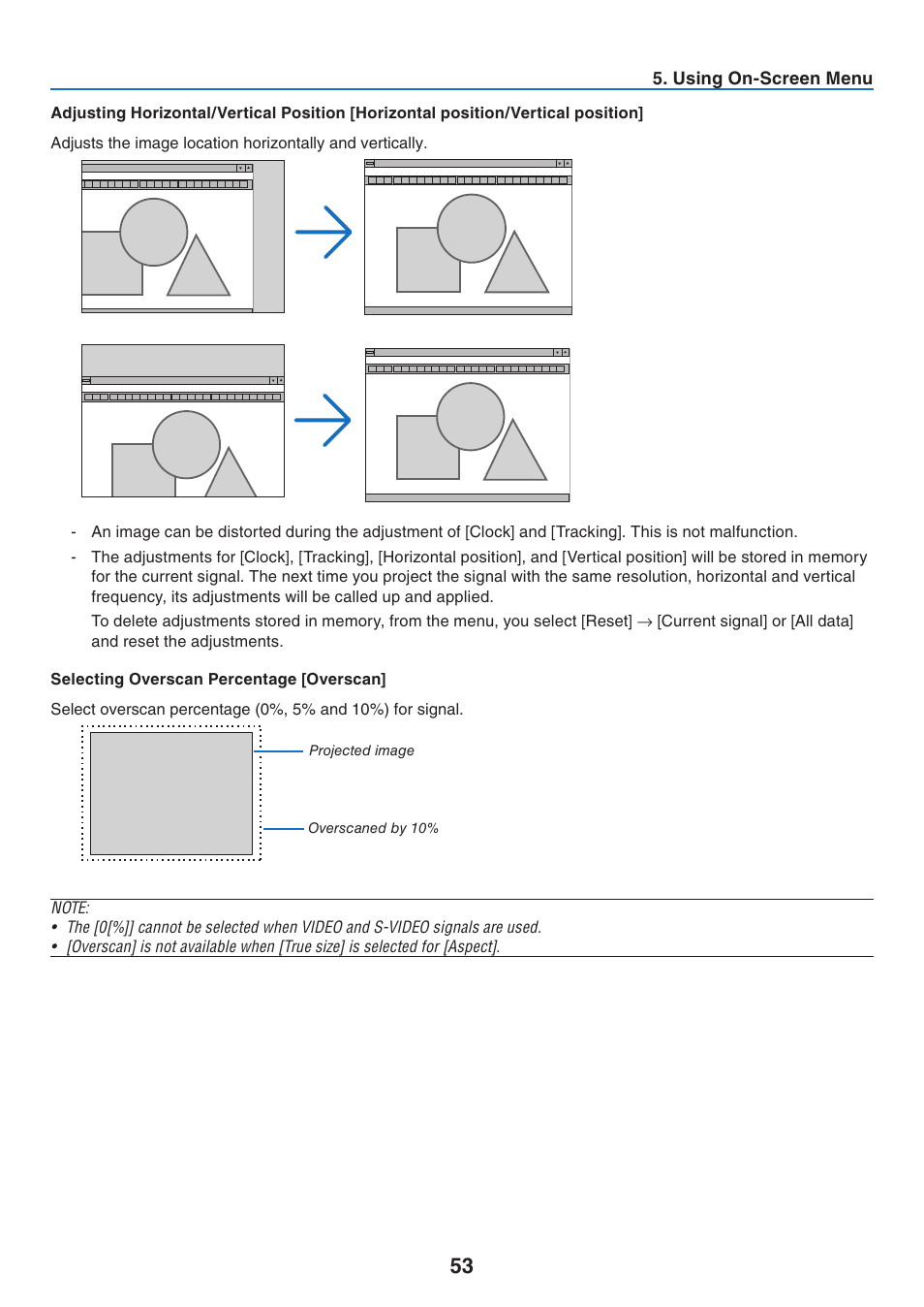 Selecting overscan percentage [overscan | Canon LV-7275  EN User Manual | Page 62 / 94