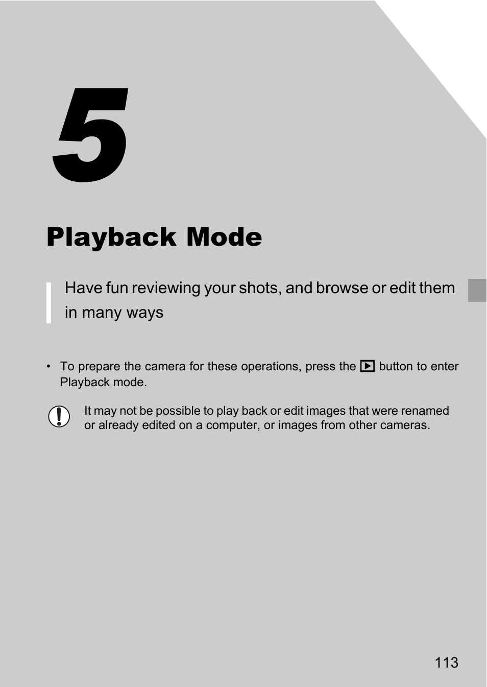 5 playback mode, Playback mode | Canon A4050 IS User Manual | Page 113 / 186