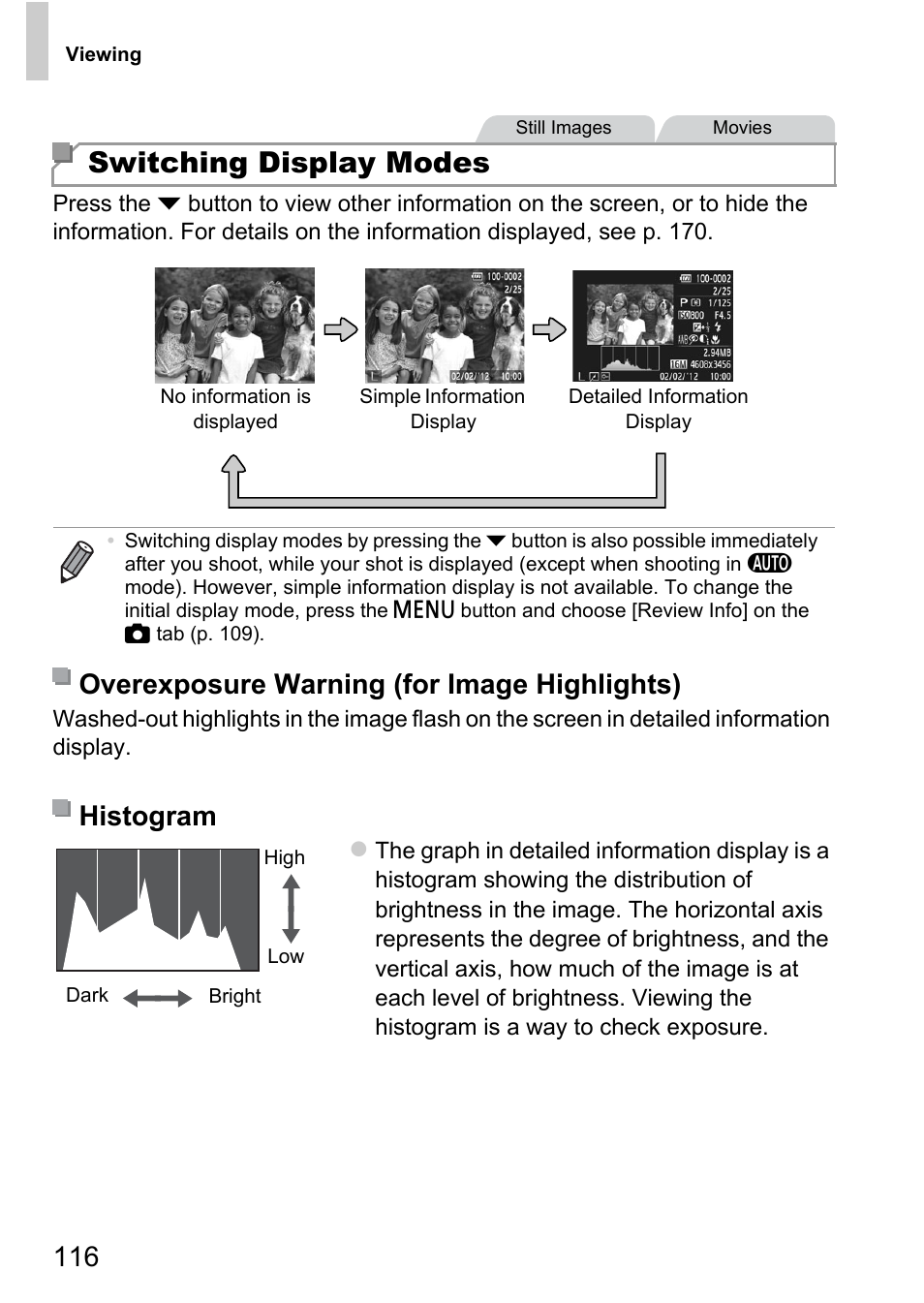Switching display modes | Canon A4050 IS User Manual | Page 116 / 186