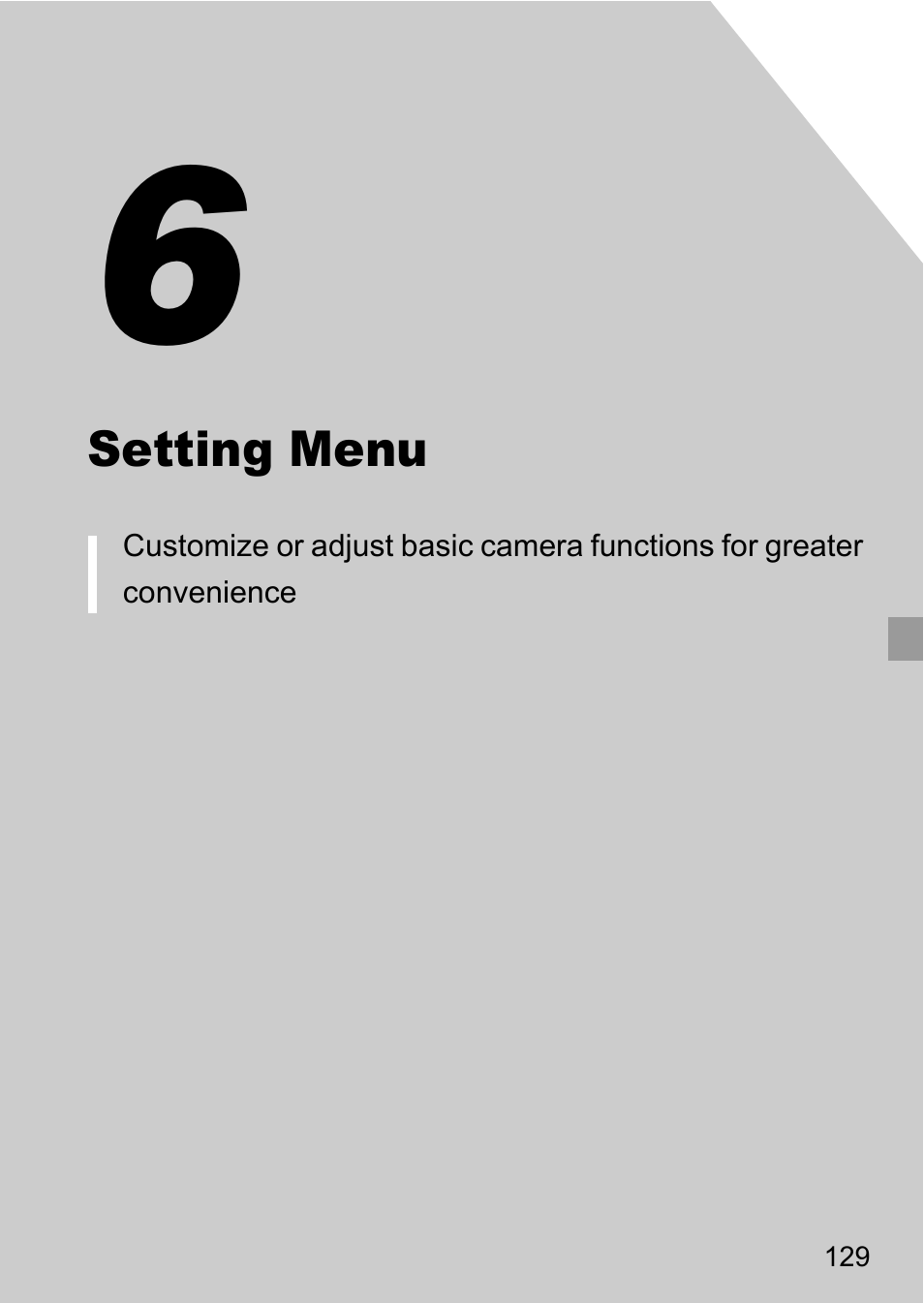 6 setting menu, Setting menu | Canon A4050 IS User Manual | Page 129 / 186