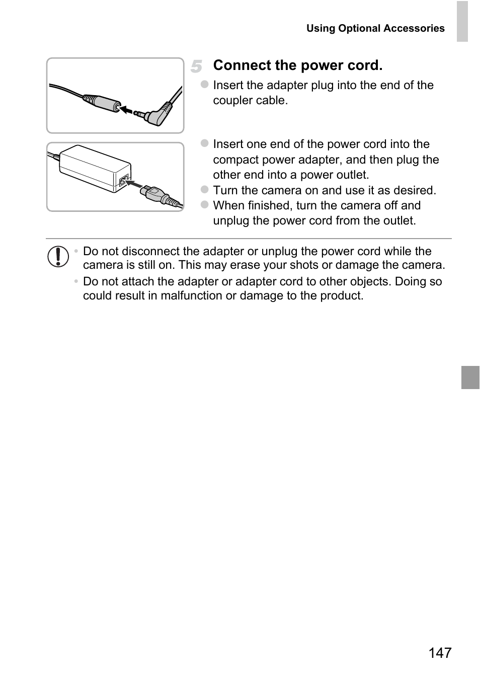 147 connect the power cord | Canon A4050 IS User Manual | Page 147 / 186