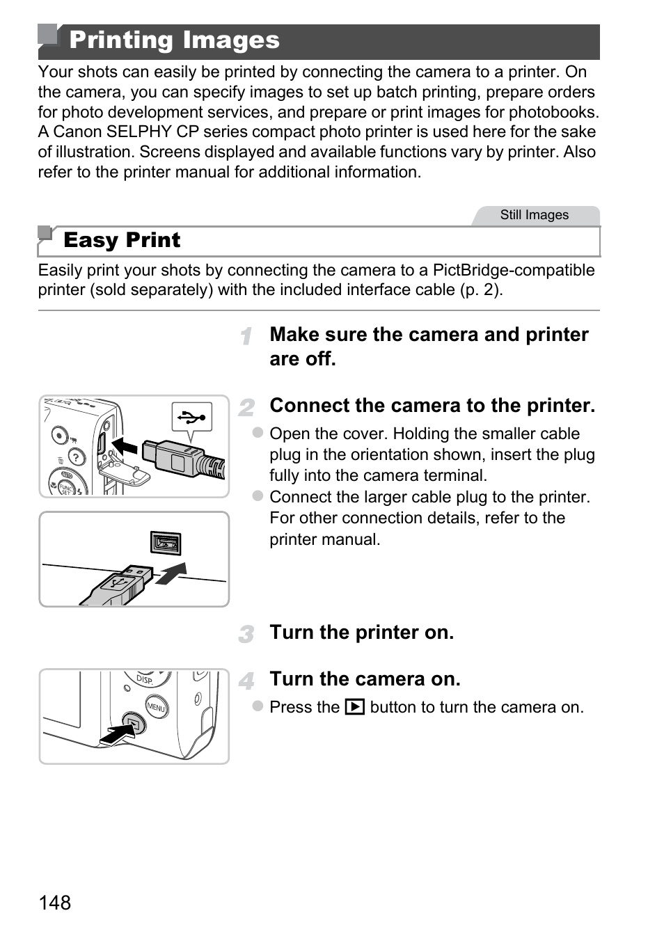 Printing images, Ter functions (p. 148) | Canon A4050 IS User Manual | Page 148 / 186