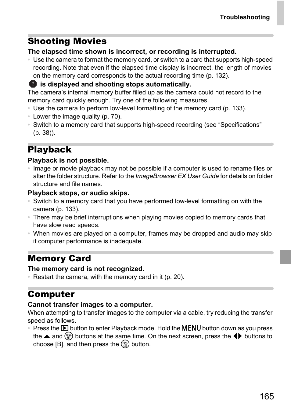165 shooting movies, Playback, Computer | Canon A4050 IS User Manual | Page 165 / 186