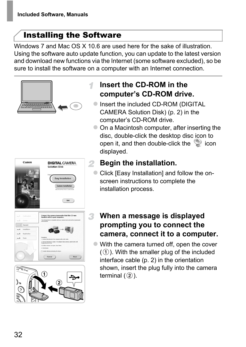 Installing the software | Canon A4050 IS User Manual | Page 32 / 186