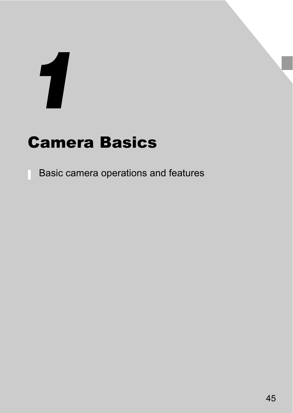 1 camera basics, Camera basics | Canon A4050 IS User Manual | Page 45 / 186