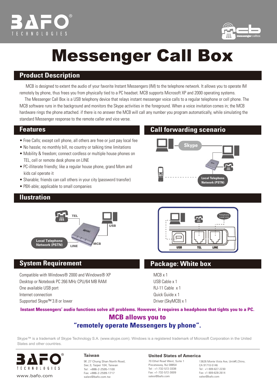 BAFO MCB v1.0 User Manual | 1 page