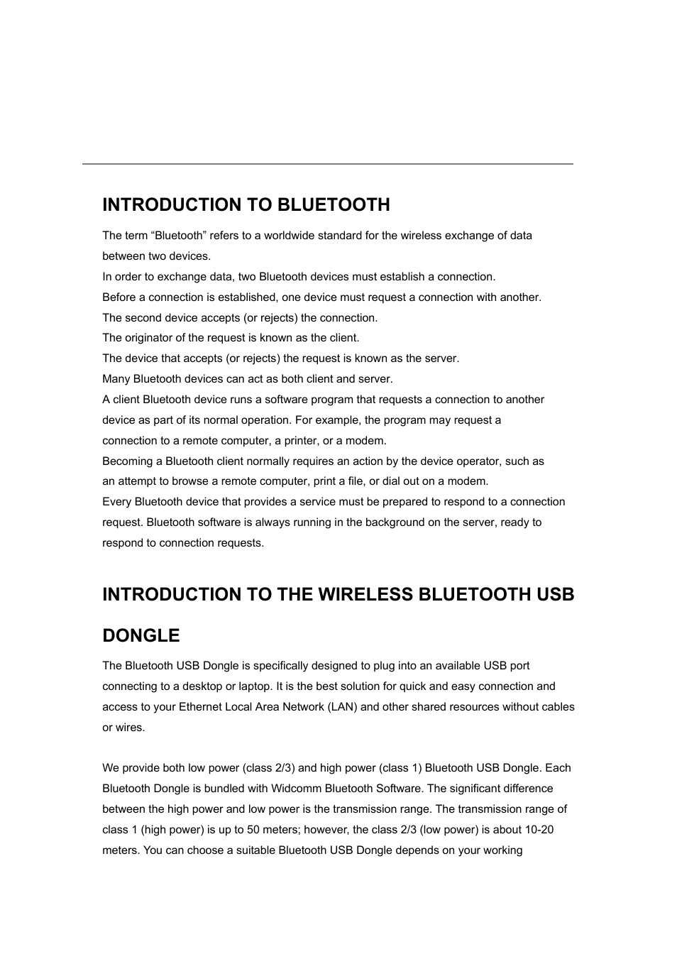 Chapter 1, Introduction, Introduction to bluetooth | Introduction to the wireless bluetooth usb dongle, Chapter 1 introduction | BAFO BF-8000 User Manual | Page 5 / 97