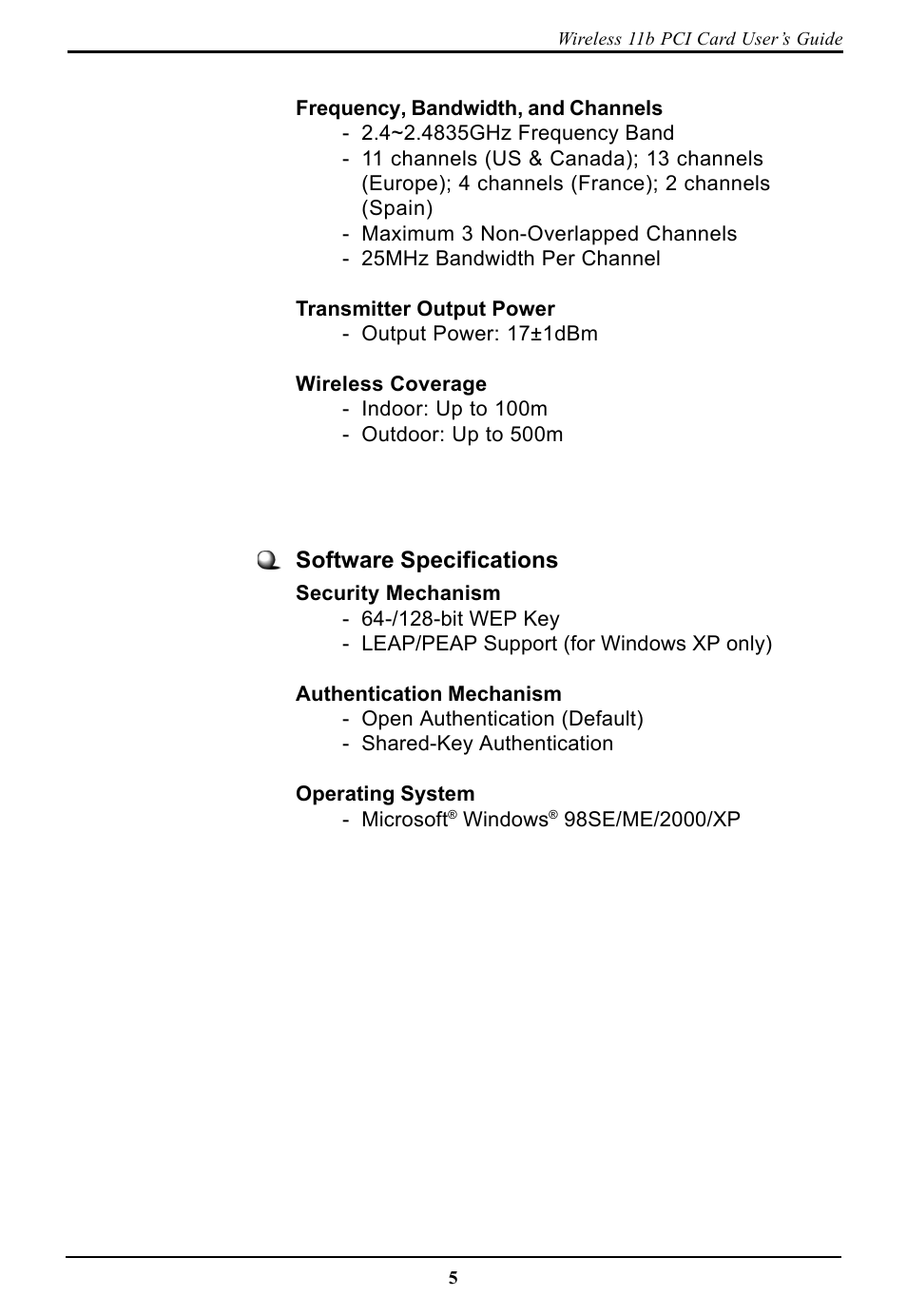 Software specifications | BAFO BF-7600 User Manual | Page 11 / 58