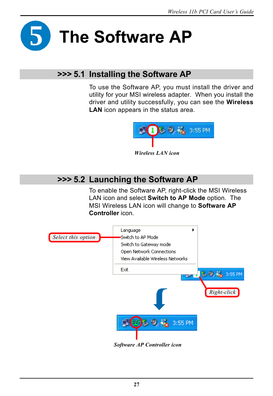 The software ap, 1 installing the software ap, 2 launching the software ap | Installing the software ap, 1 launching the software ap | BAFO BF-7600 User Manual | Page 33 / 58