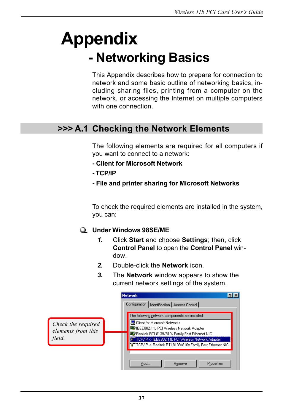 Appendix - networking basics, A.1 checking the network elements, Appendix | Networking basics, Checking the network elements | BAFO BF-7600 User Manual | Page 43 / 58