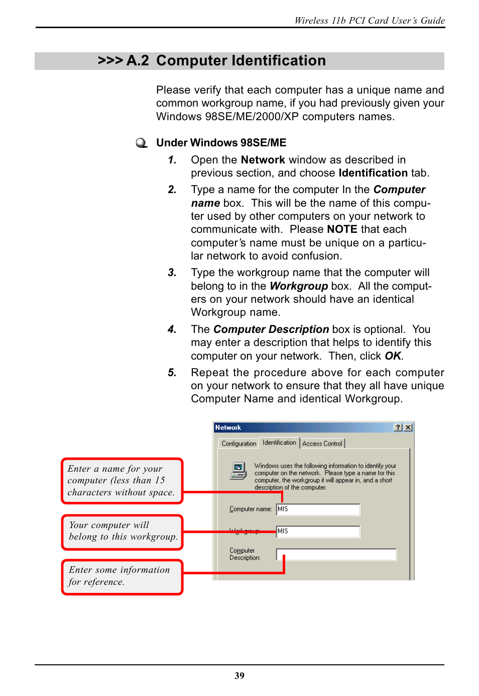 A.2 computer identification, Computer identification | BAFO BF-7600 User Manual | Page 45 / 58