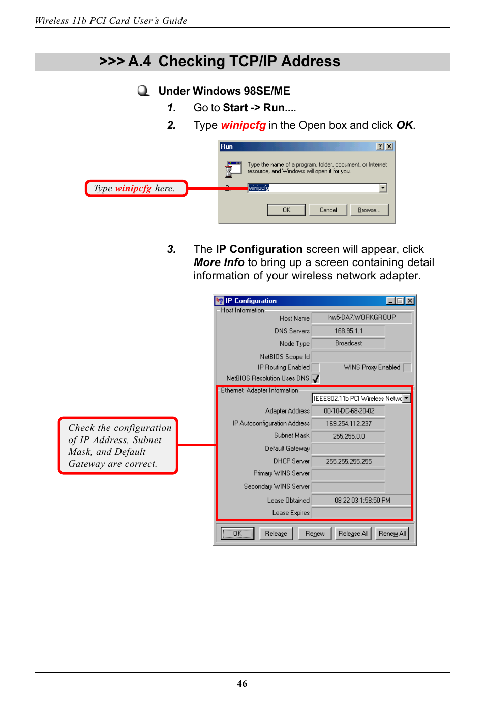 A.4 checking tcp/ip address | BAFO BF-7600 User Manual | Page 52 / 58