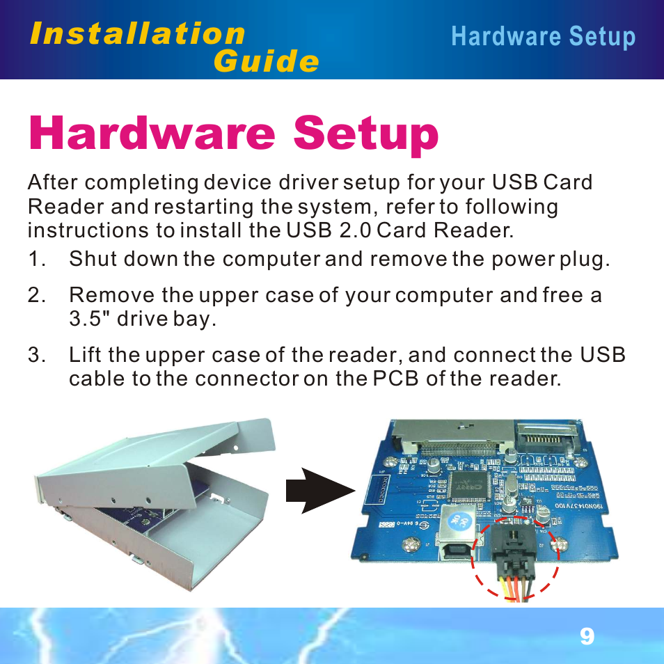 Hardware setup, Step1-3, Installation guide | BAFO BF-7351 Internal Multi Slot User Manual | Page 10 / 18
