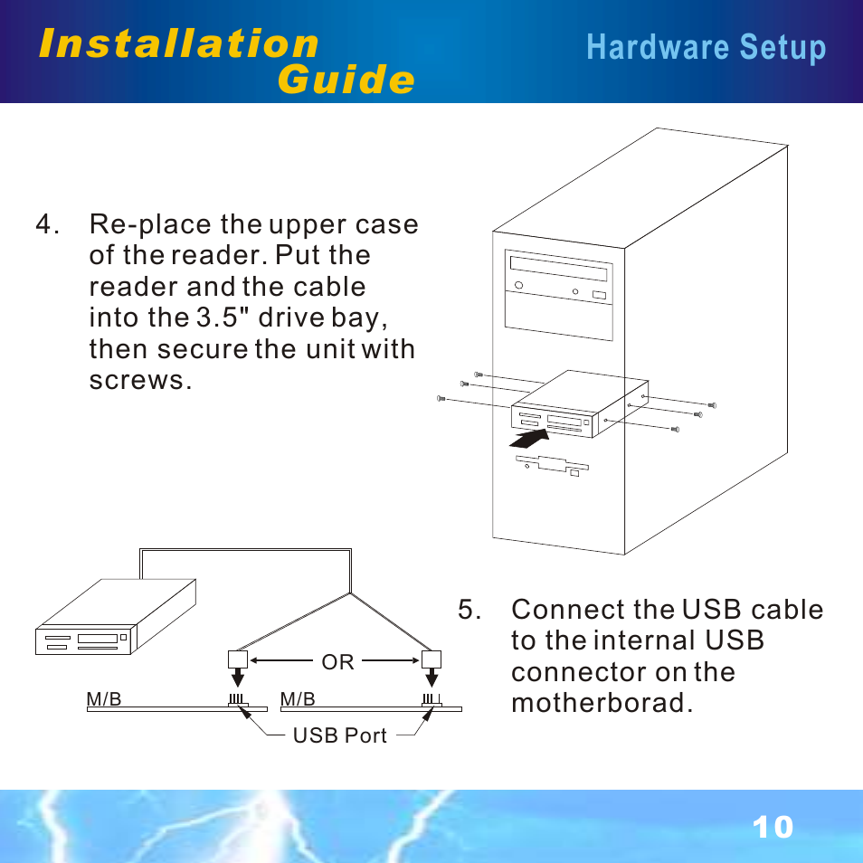 Step4-5, Installation guide, Hardware setup | BAFO BF-7351 Internal Multi Slot User Manual | Page 11 / 18