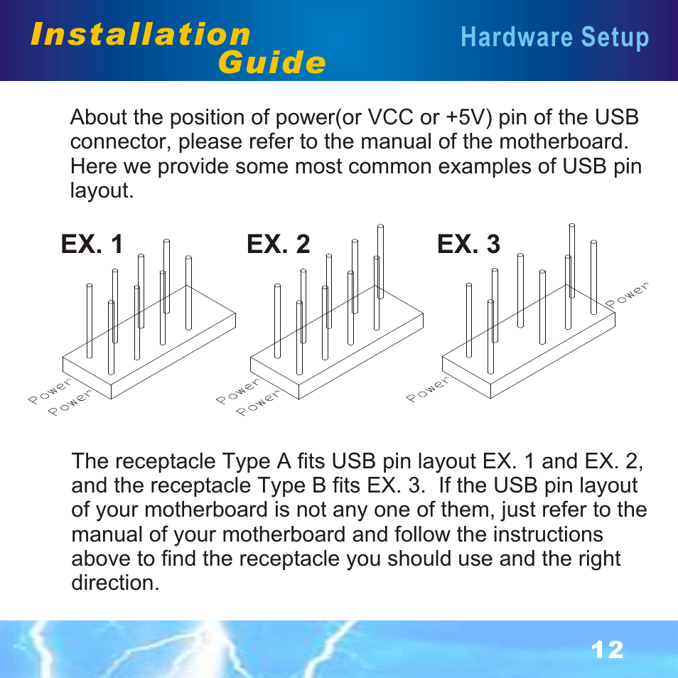 Note of usb headers, Installation guide | BAFO BF-7351 Internal Multi Slot User Manual | Page 13 / 18