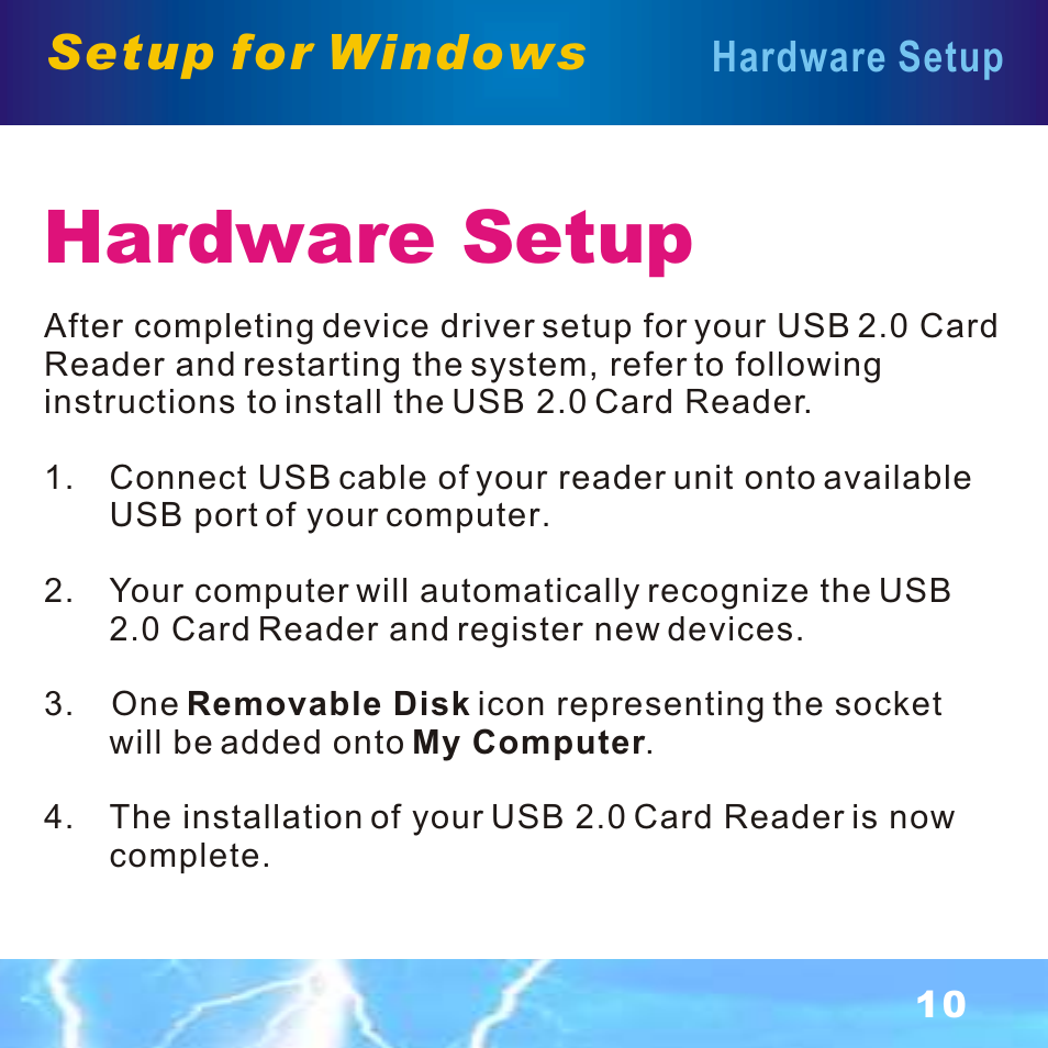 Hardware setup, Setup for windows | BAFO BF-7351 External Single Slot User Manual | Page 11 / 21
