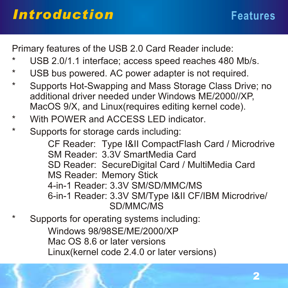 Primary features, Introduction, Features | BAFO BF-7351 External Single Slot User Manual | Page 3 / 21