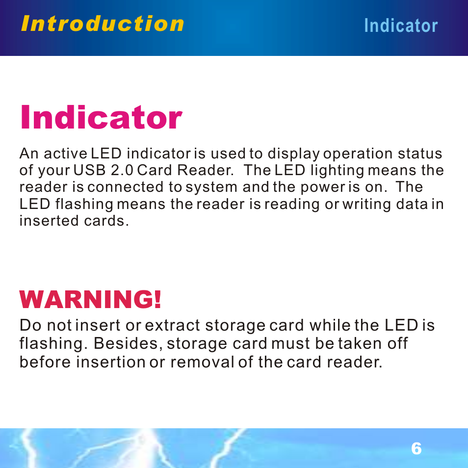 Indicator, Warning | BAFO BF-7351 External Single Slot User Manual | Page 7 / 21