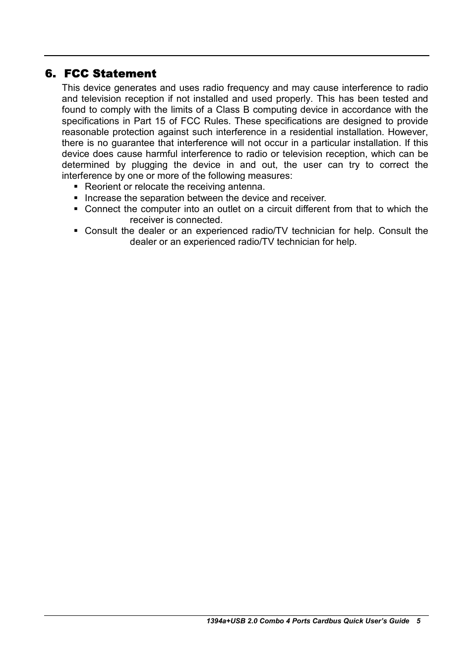 Fcc statement | BAFO BF-5231 User Manual | Page 5 / 6