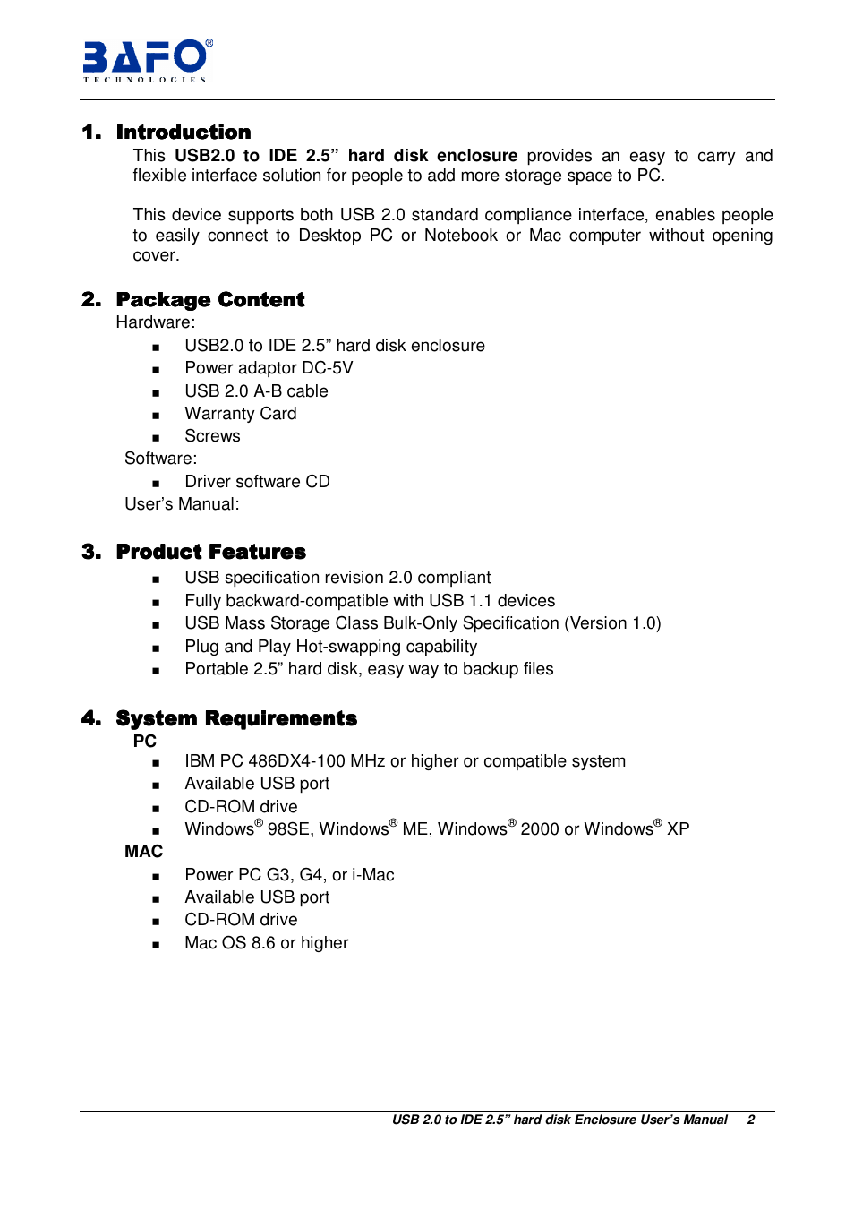 BAFO BF-2043 User Manual | Page 3 / 19