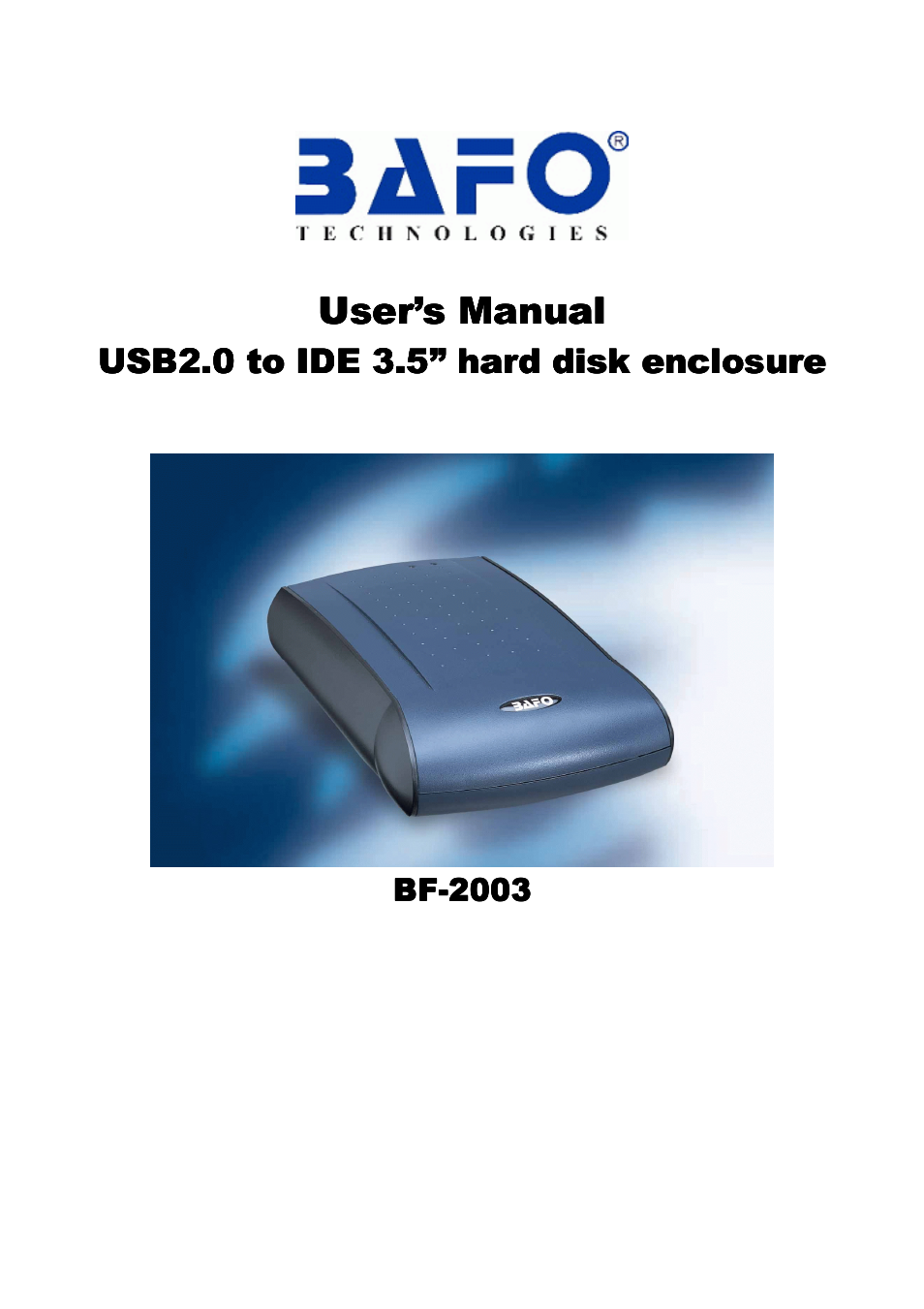 BAFO BF-2003 User Manual | 20 pages