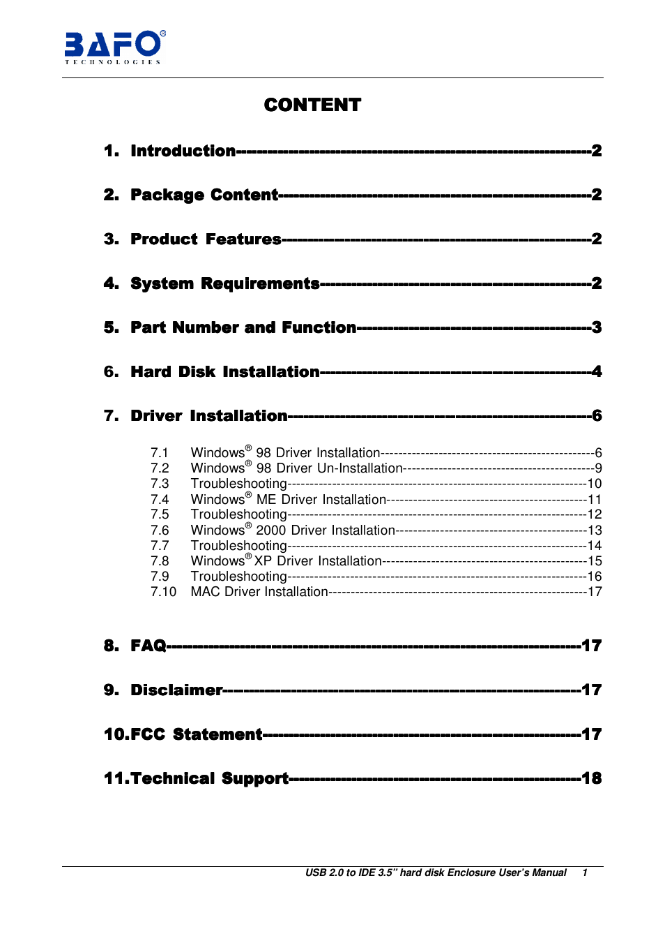 BAFO BF-2003 User Manual | Page 2 / 20