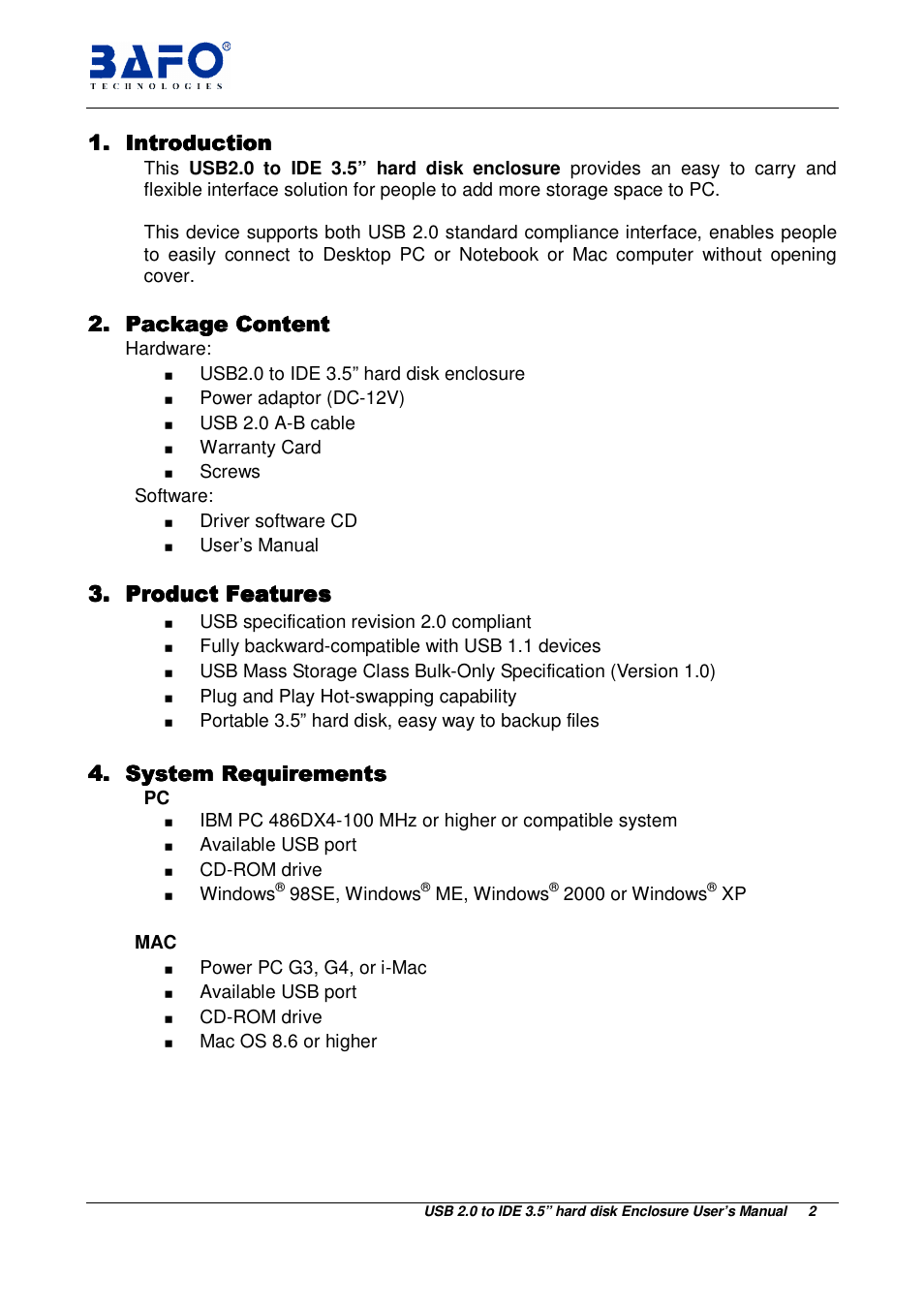 BAFO BF-2003 User Manual | Page 3 / 20