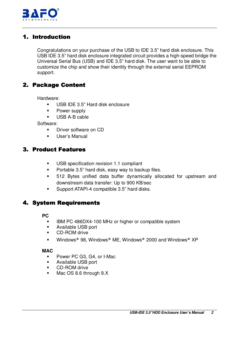 BAFO BF-2001 User Manual | Page 3 / 32