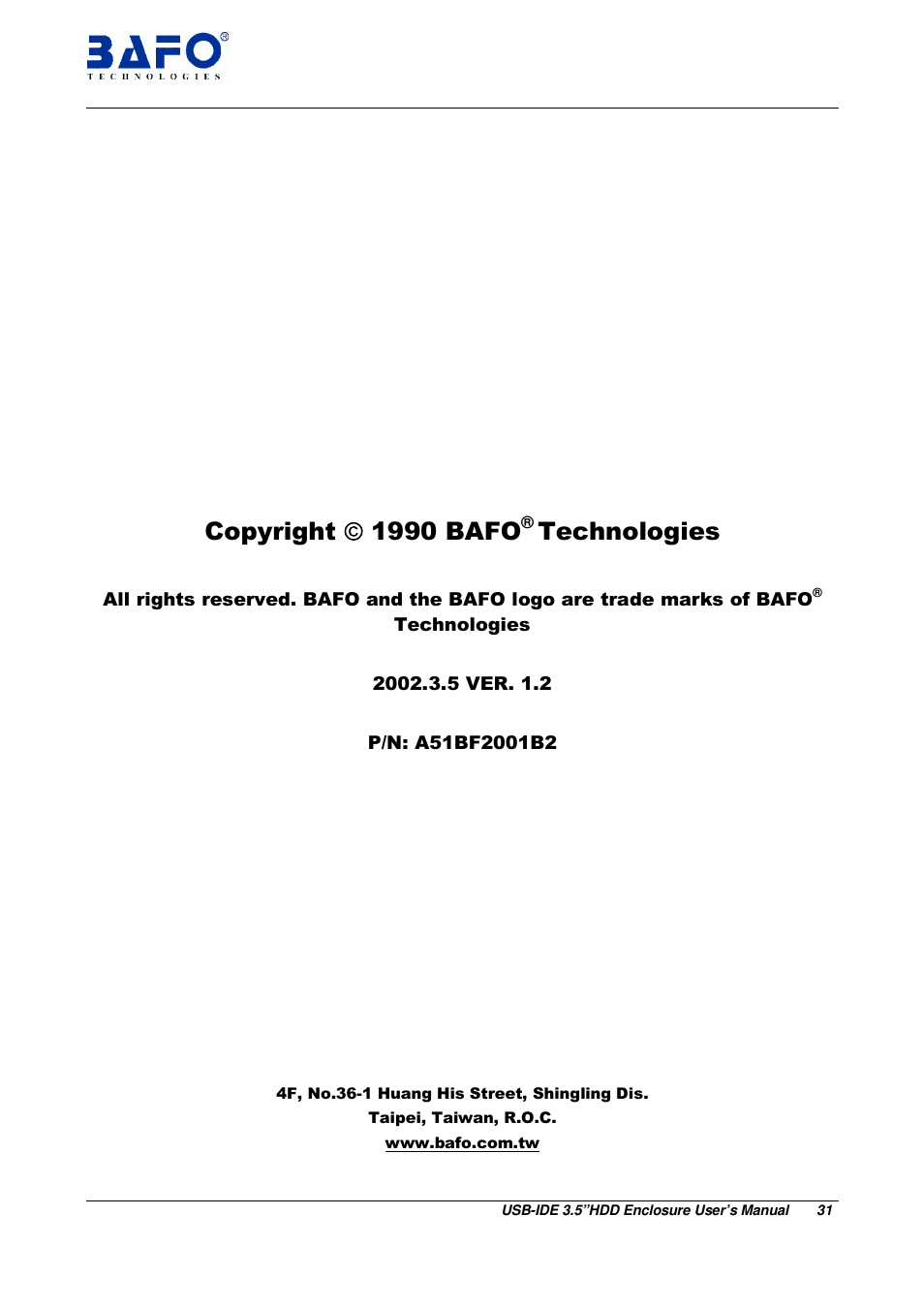 BAFO BF-2001 User Manual | Page 32 / 32