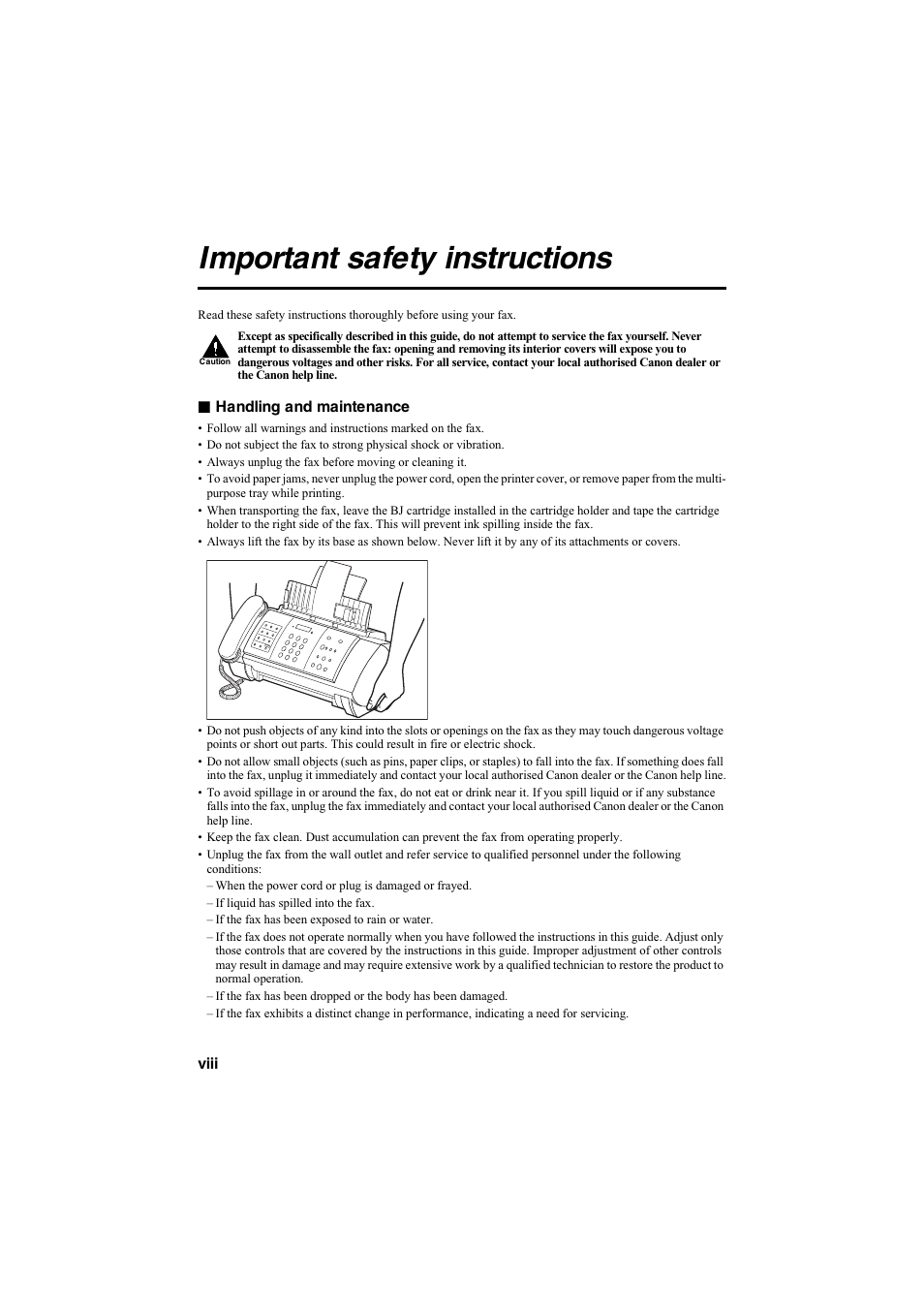 Important safety instructions | Canon B115 User Manual | Page 116 / 118