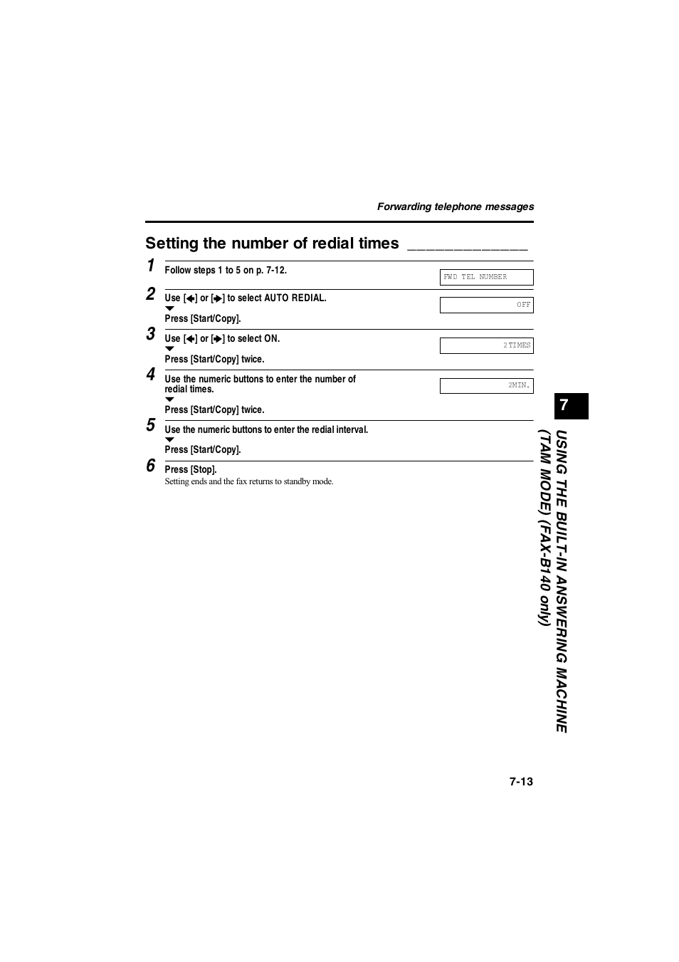 Setting the number of redial times | Canon B115 User Manual | Page 56 / 118