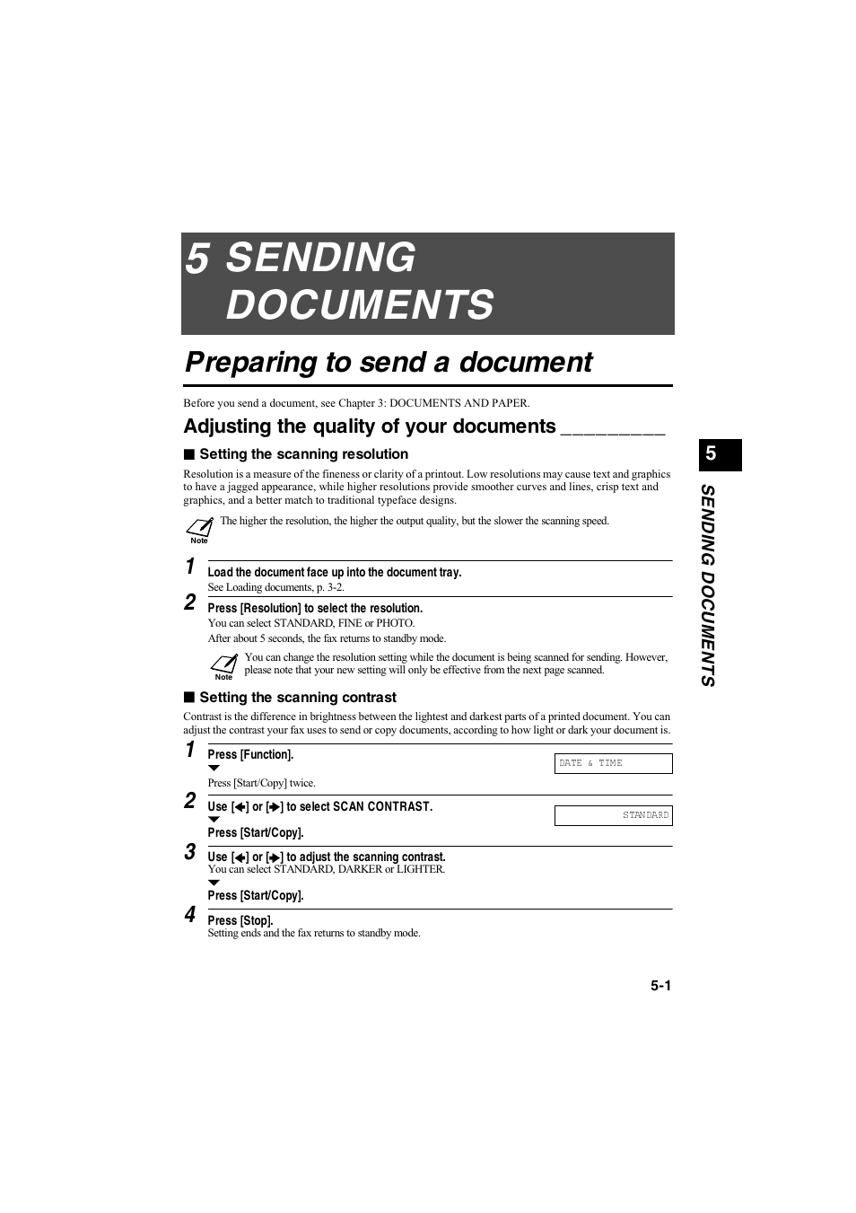 Sending documents, Preparing to send a document, Adjusting the quality of your documents | Canon B115 User Manual | Page 6 / 118