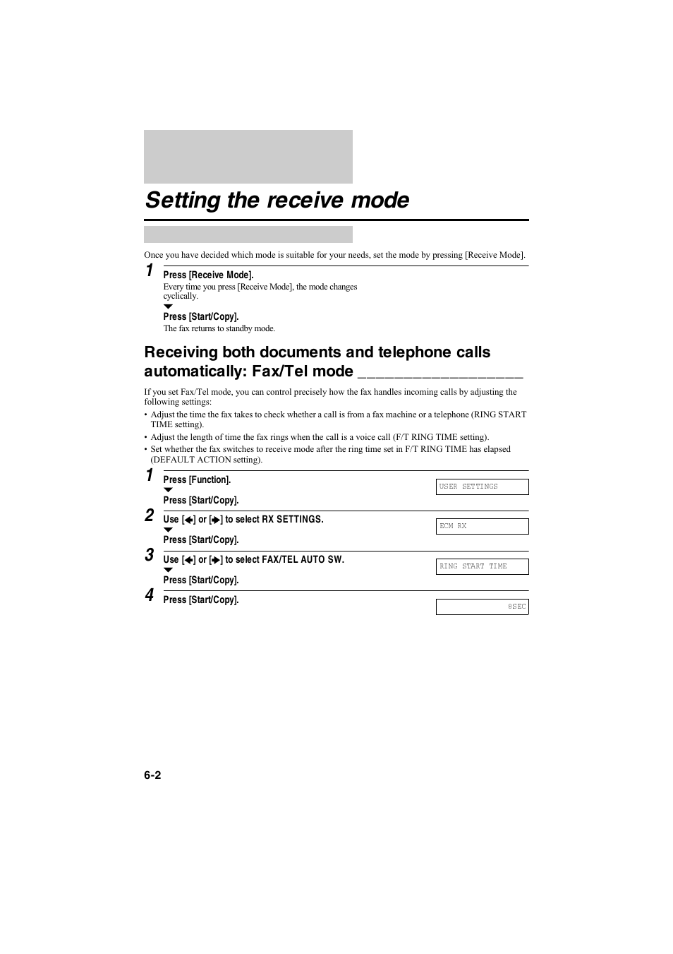 Setting the receive mode | Canon B115 User Manual | Page 60 / 118