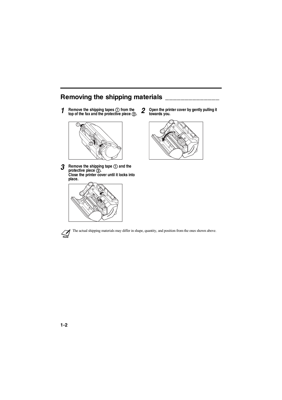 Removing the shipping materials | Canon B115 User Manual | Page 97 / 118