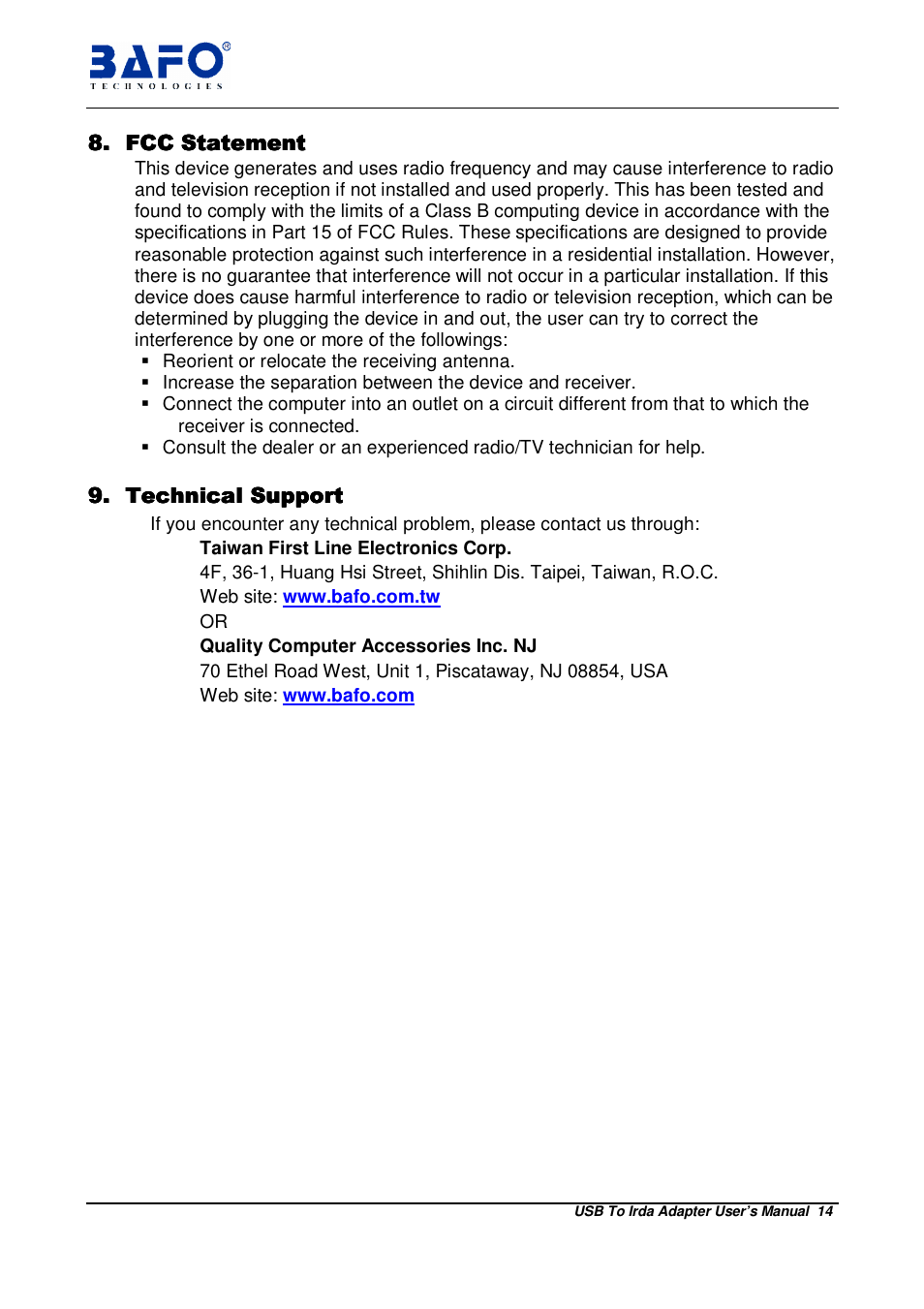 BAFO BF-120 User Manual | Page 15 / 15