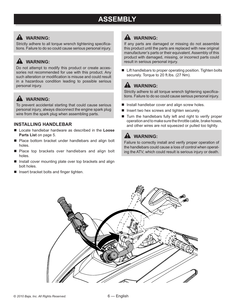 Assembly | Baja Motorsports AT150SS Assembly Guide User Manual | Page 6 / 24