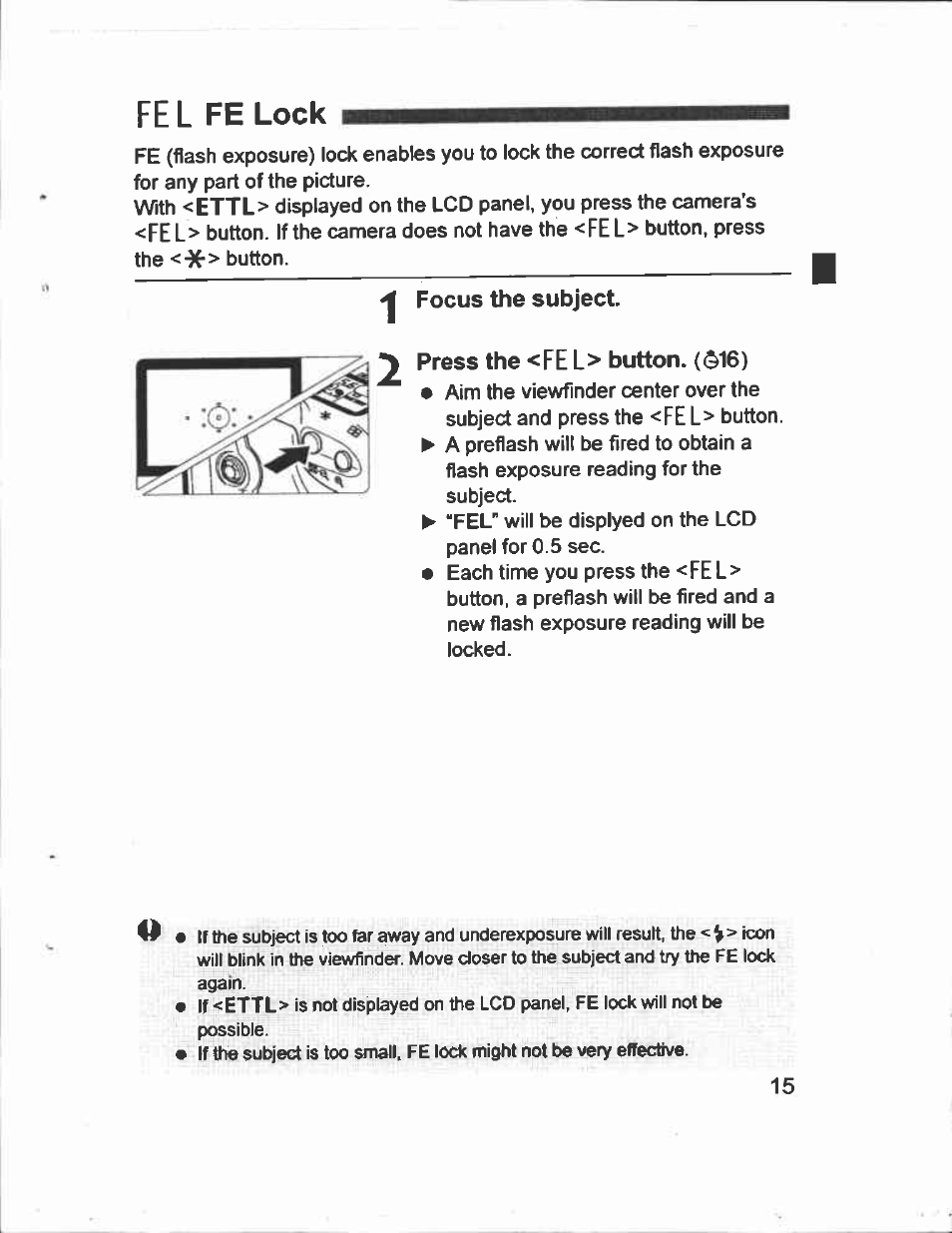 Fe l, Fe lock | Canon Speedlite 430EX User Manual | Page 15 / 40