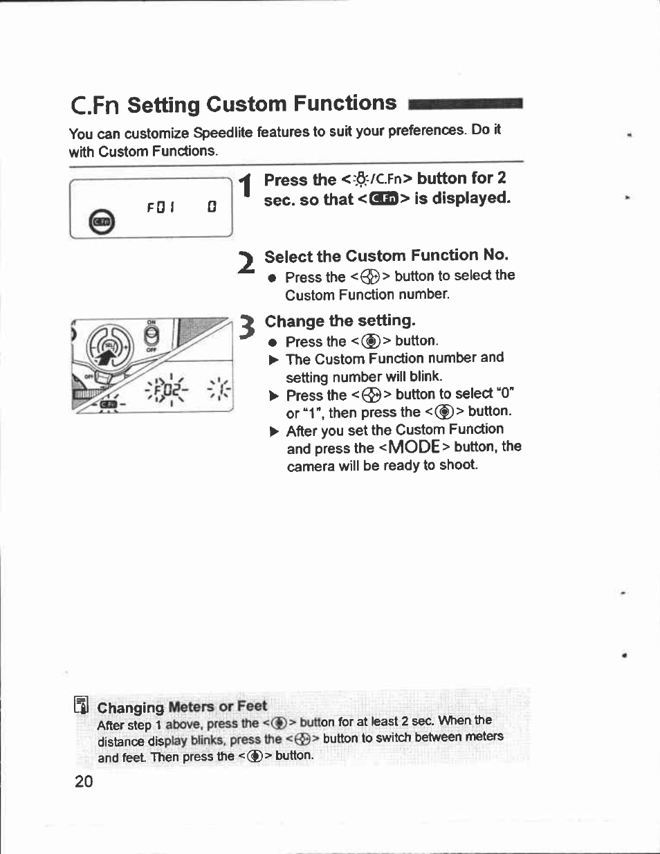 C.fn setting custom functions | Canon Speedlite 430EX User Manual | Page 20 / 40