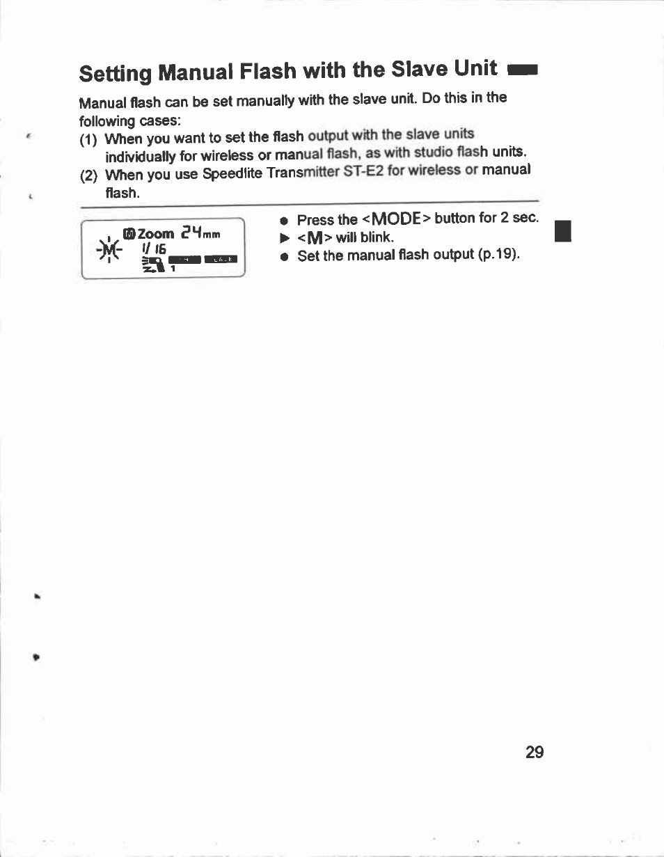 Setting manual flash with the slave unit | Canon Speedlite 430EX User Manual | Page 29 / 40
