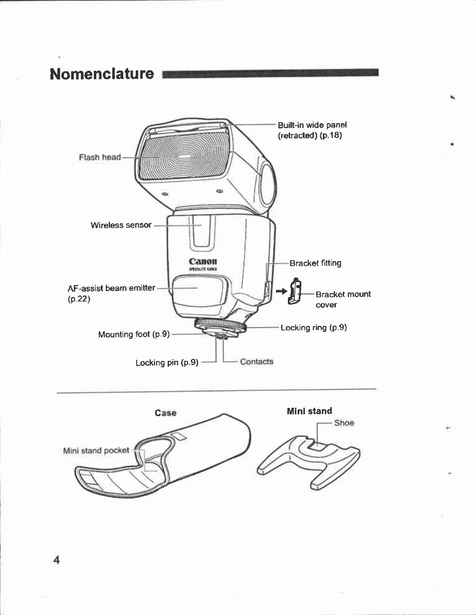 Nomenclature | Canon Speedlite 430EX User Manual | Page 4 / 40