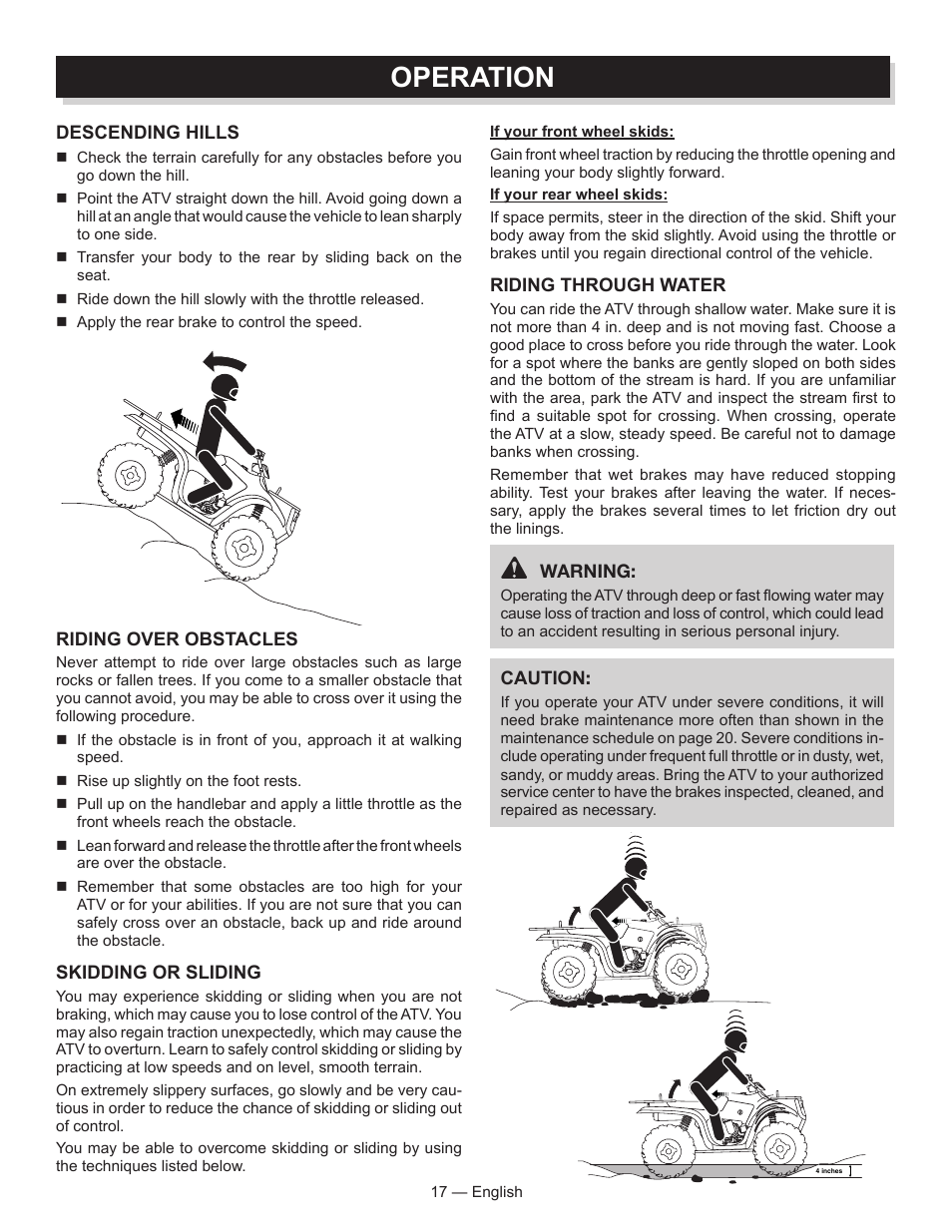 Operation | Baja Motorsports AT250UT Operator's Manual User Manual | Page 17 / 64