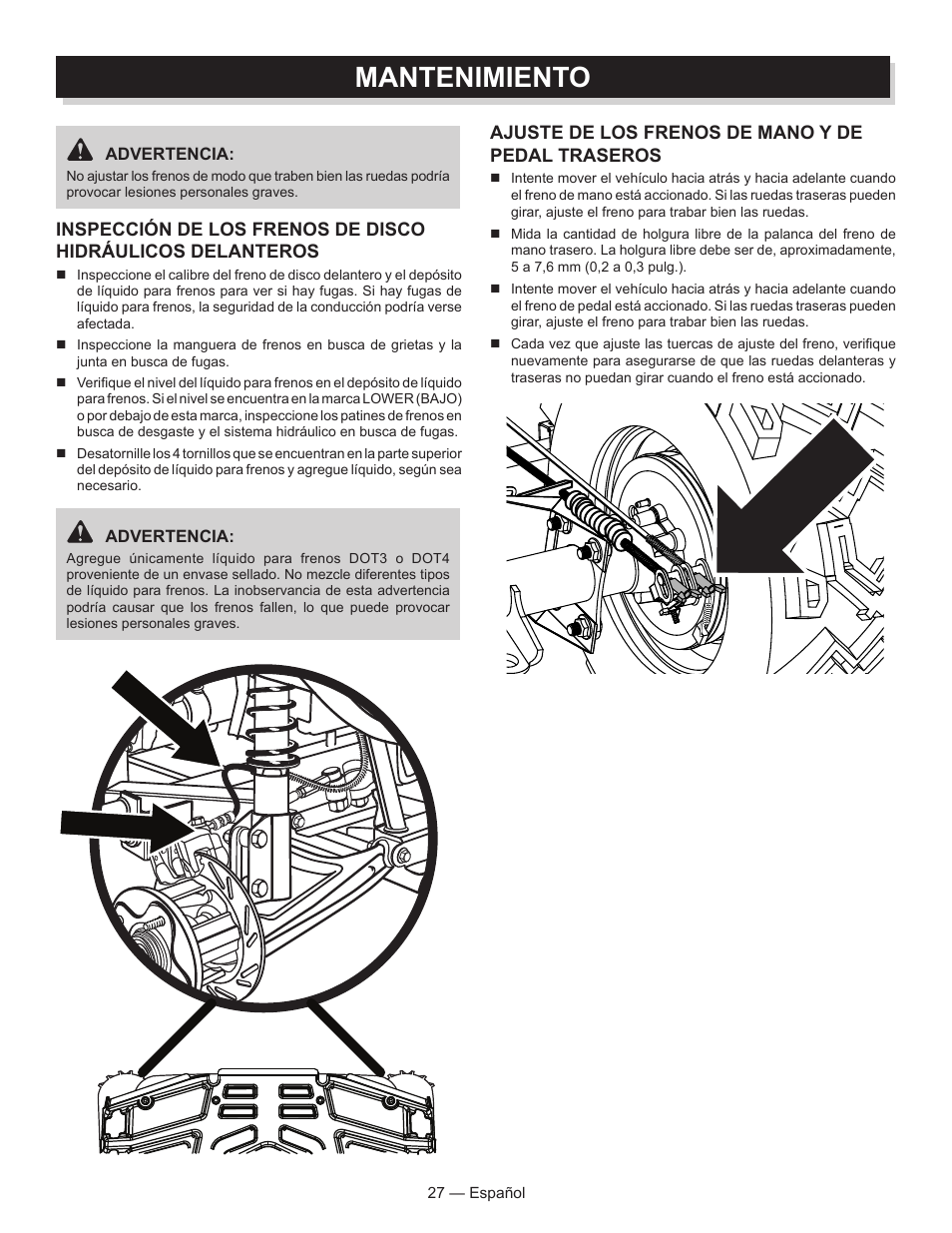 Mantenimiento | Baja Motorsports AT250UT Operator's Manual User Manual | Page 58 / 64