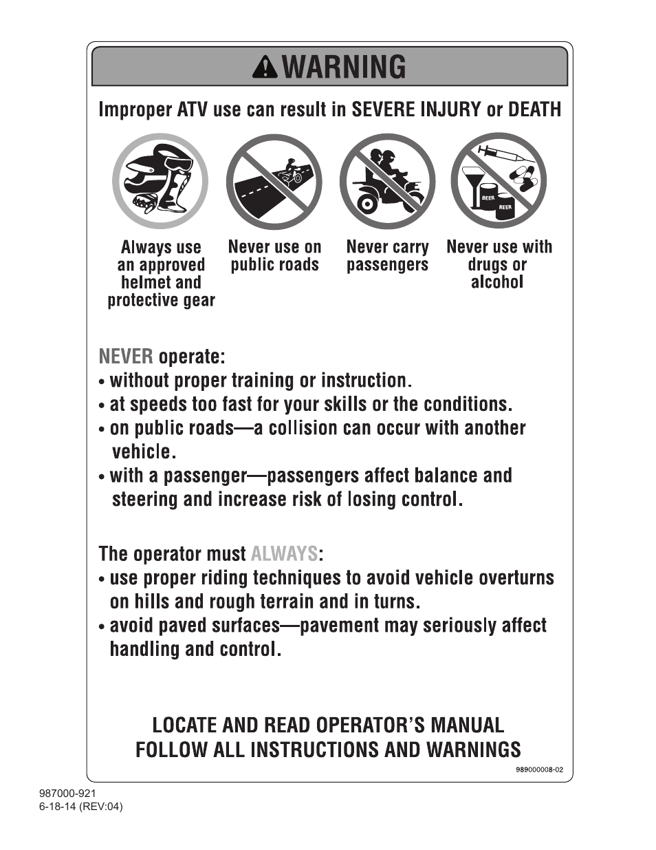 Baja Motorsports AT250UT Operator's Manual User Manual | Page 64 / 64