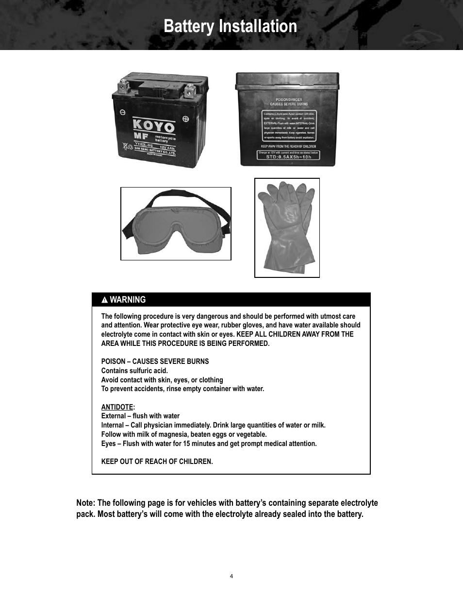 Battery installation | Baja Motorsports BA49 Assembly Guide User Manual | Page 4 / 7