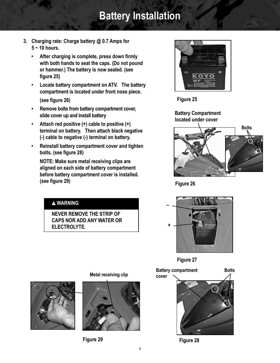 Battery installation | Baja Motorsports BA49 Assembly Guide User Manual | Page 6 / 7