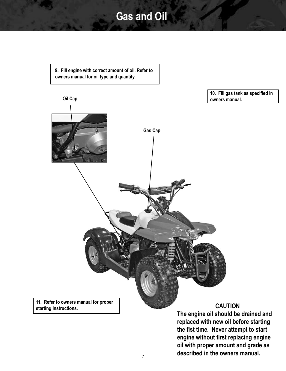 Gas and oil | Baja Motorsports BA49 Assembly Guide User Manual | Page 7 / 7