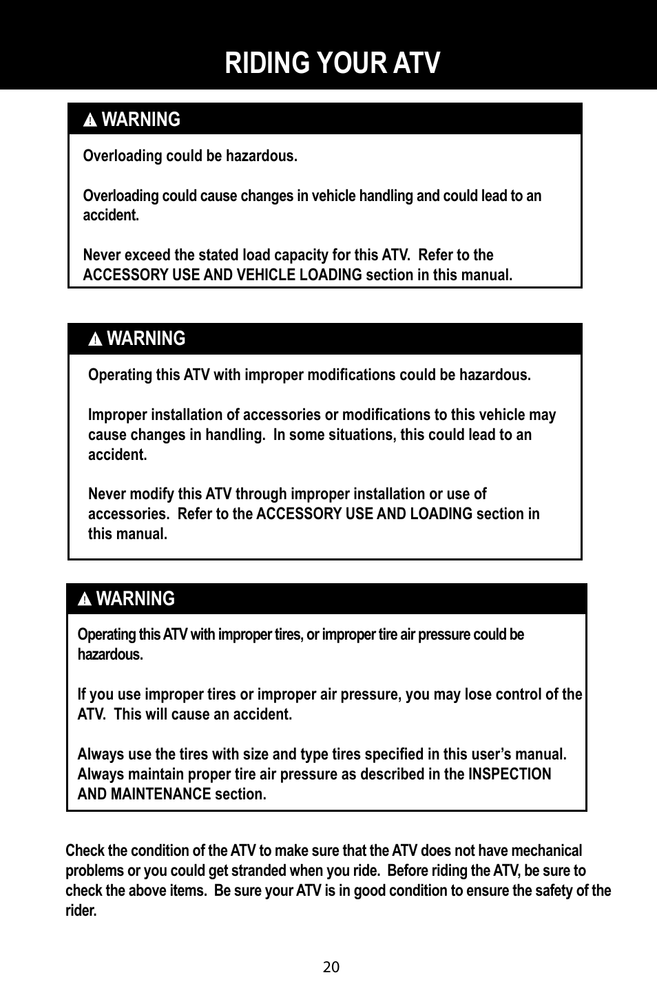 Riding your atv | Baja Motorsports BA90-2 User Manual | Page 24 / 83