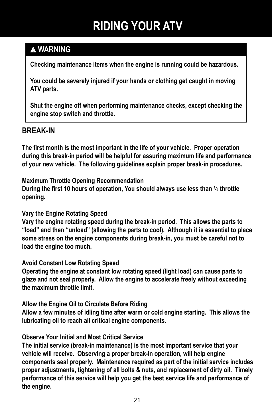 Riding your atv | Baja Motorsports BA90-2 User Manual | Page 25 / 83