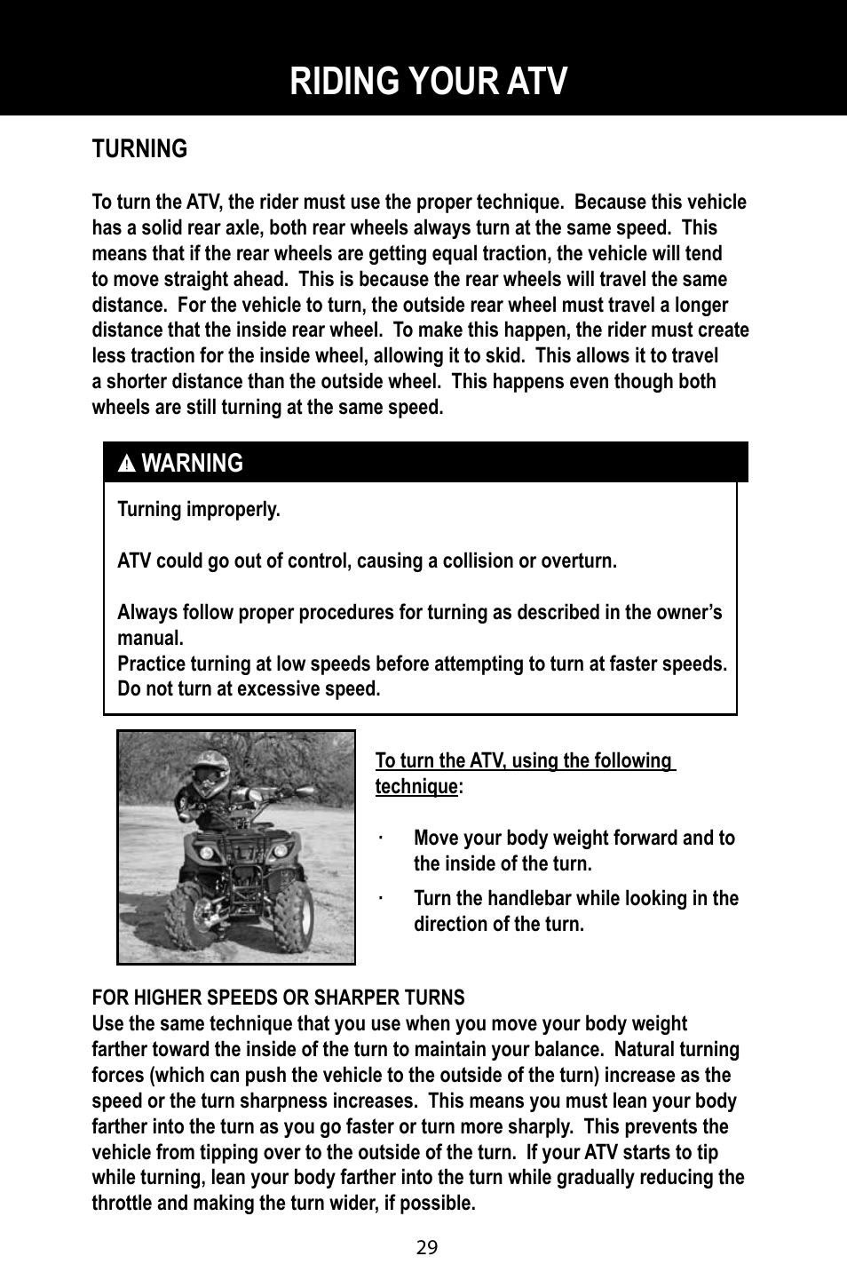 Riding your atv | Baja Motorsports BA90-2 User Manual | Page 33 / 83